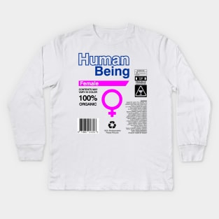 Human Being Label   Ingredients - female Kids Long Sleeve T-Shirt